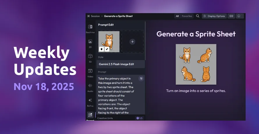 Sprite sheet templates and expanded 3D generation features